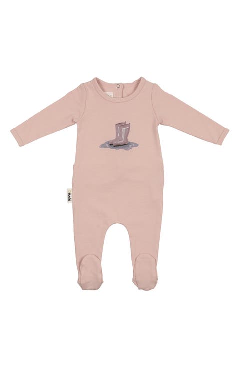 Rainboot Print Cotton Blend Footie (Baby)