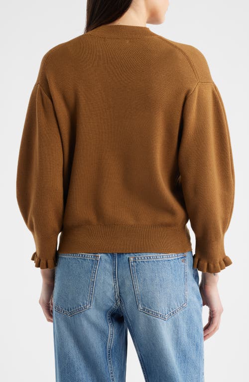 Madewell Ruffle Mockneck Merino Wool Blend Sweater In Brown