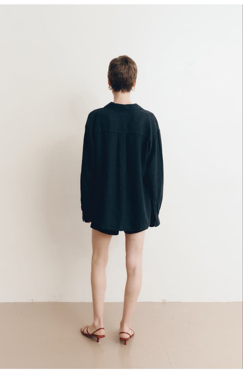 VIR VITA Cecile Oversized Linen Shirt, Alternate, color, Black