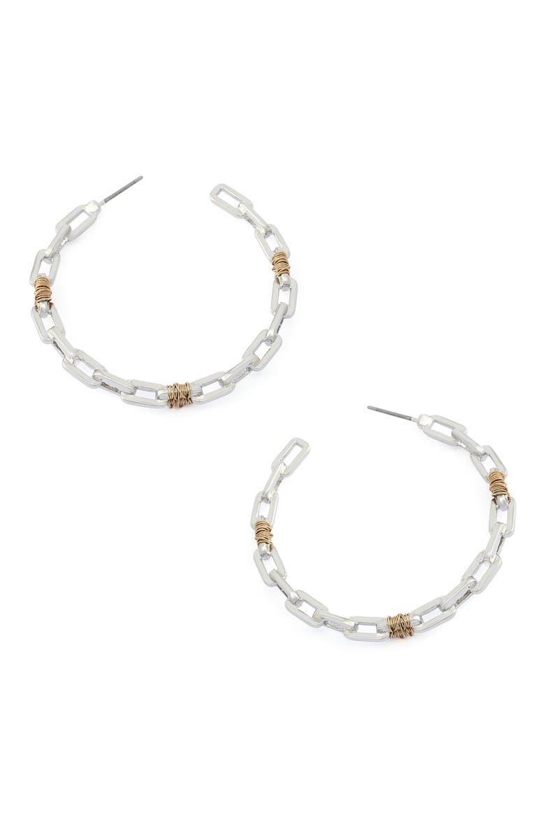 Paper Clip Hoop Earrings, Alternate, color, TWO TONE