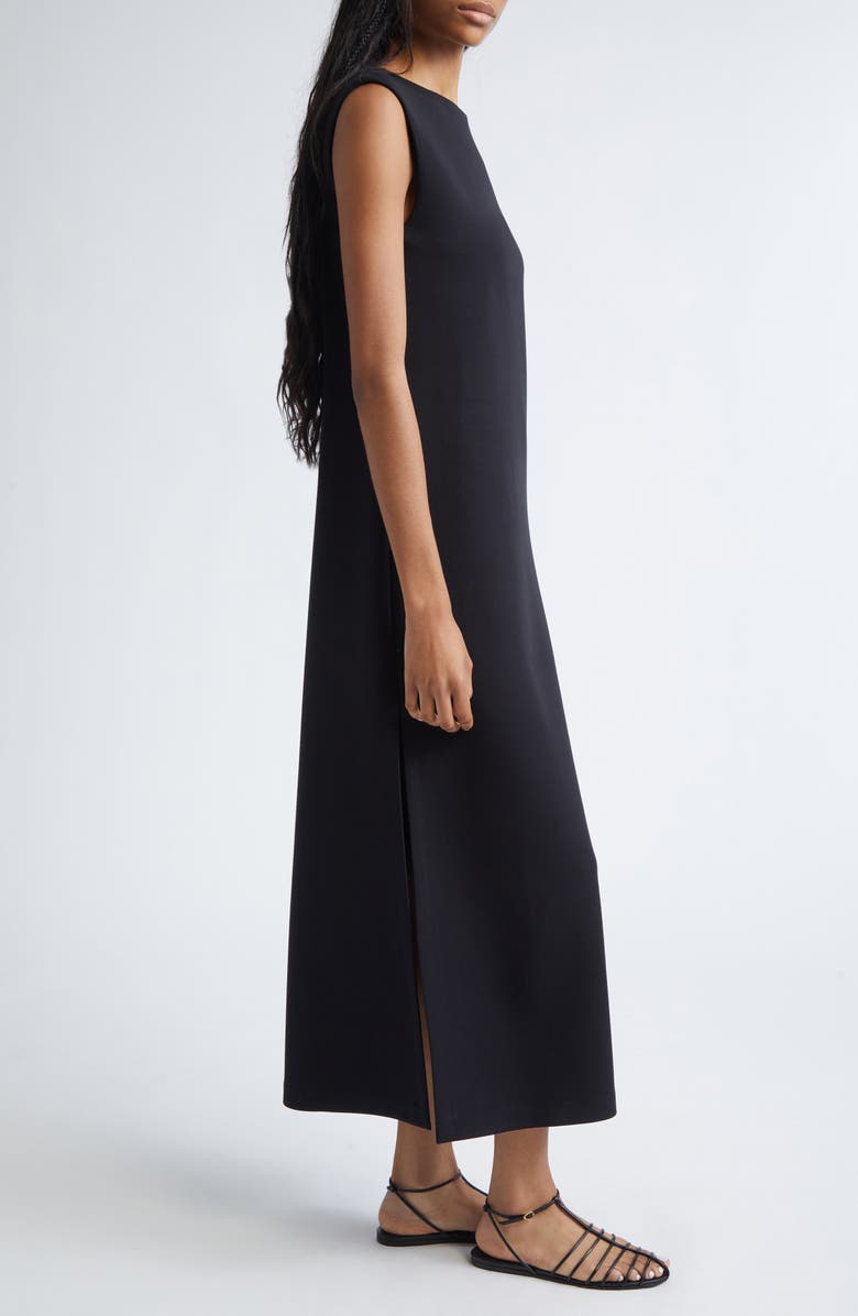 Max Mara Pepli V-Back Scuba Knit Jersey Midi Dress, Alternate, color, Black