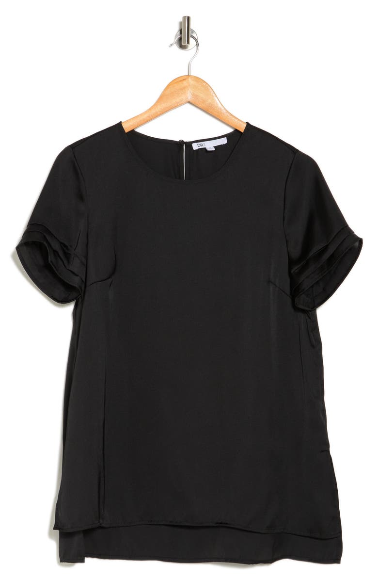DR2 by Daniel Rainn Pinched Sleeve Satin High/Low Top, Alternate, color,