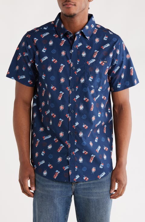 Freaky Tiki Short Sleeve Cotton Button-Up Shirt