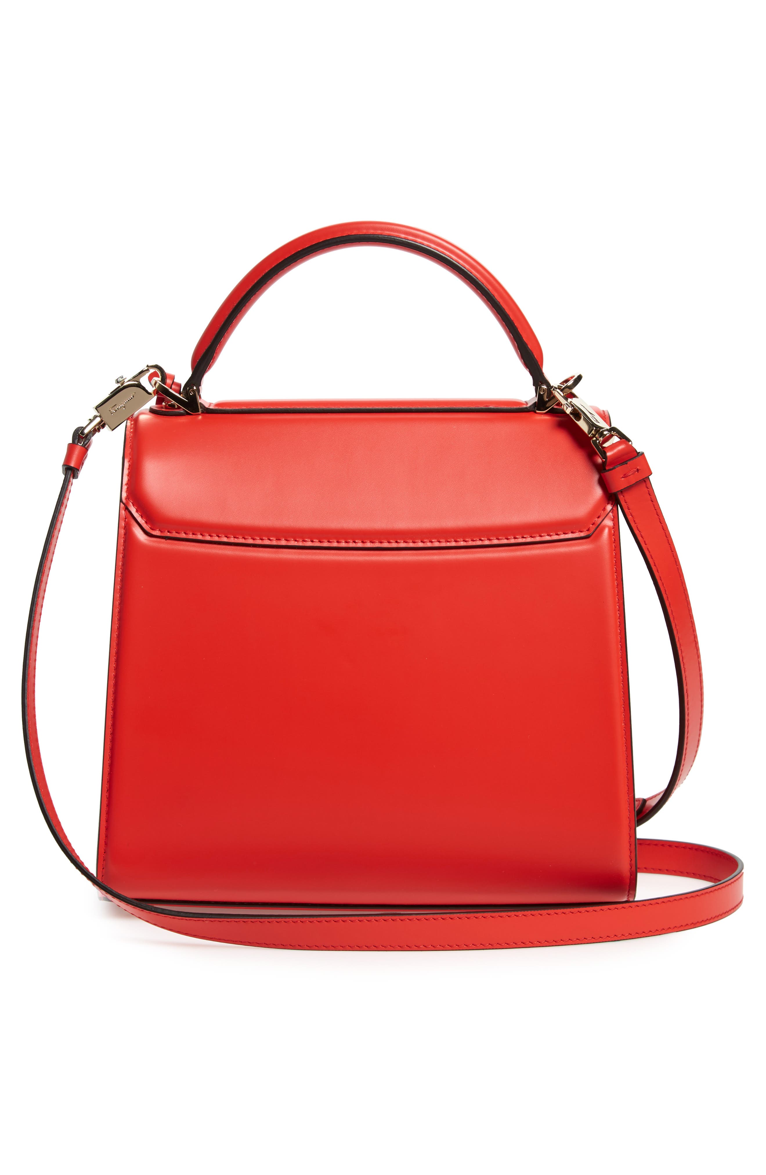 Salvatore Ferragamo Medium Leather Top Handle Bag, Alternate, color, ARID CORAL