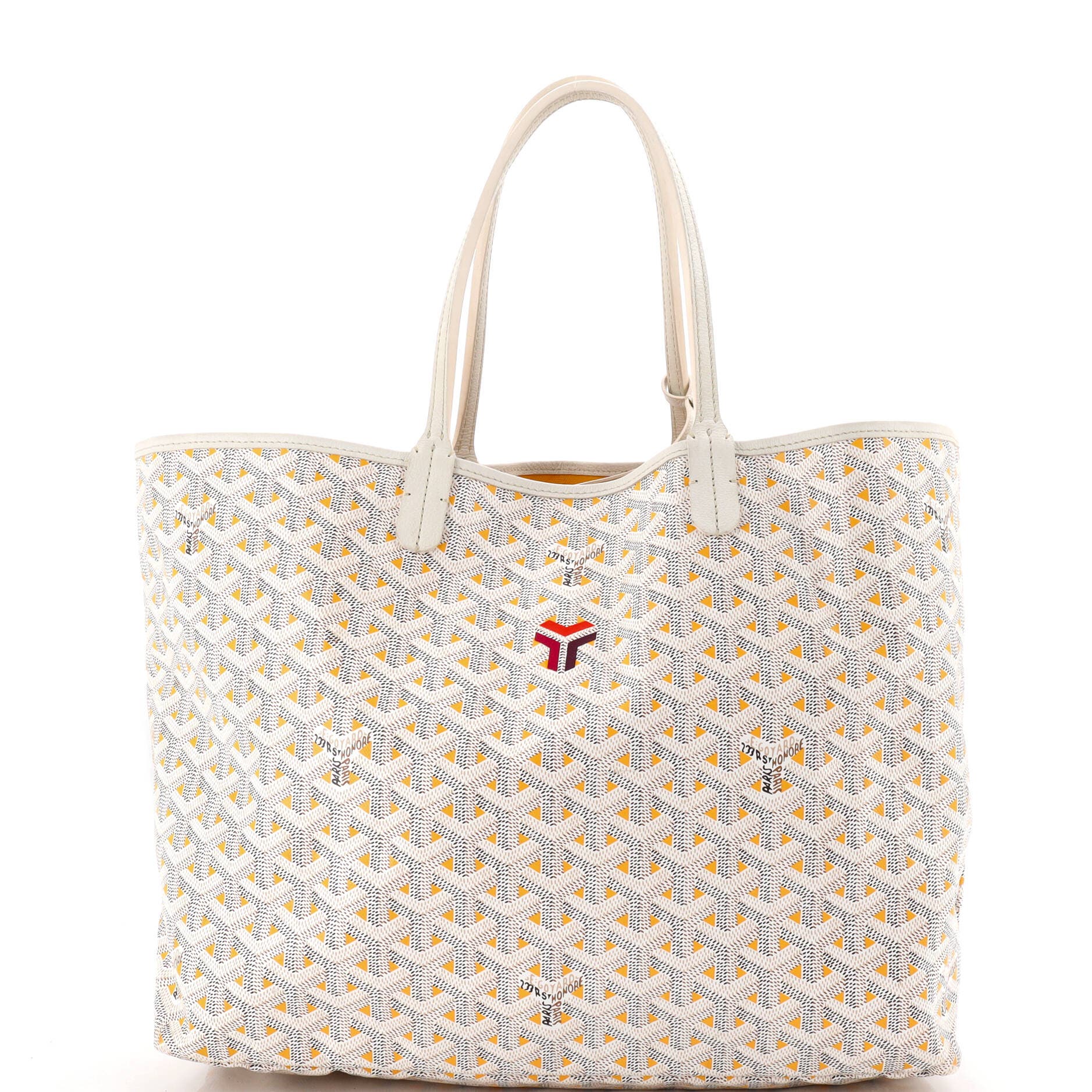 Pre-Owned Goyard Saint Louis Tote Claire Voie Coated Canvas PM, Main, color, White