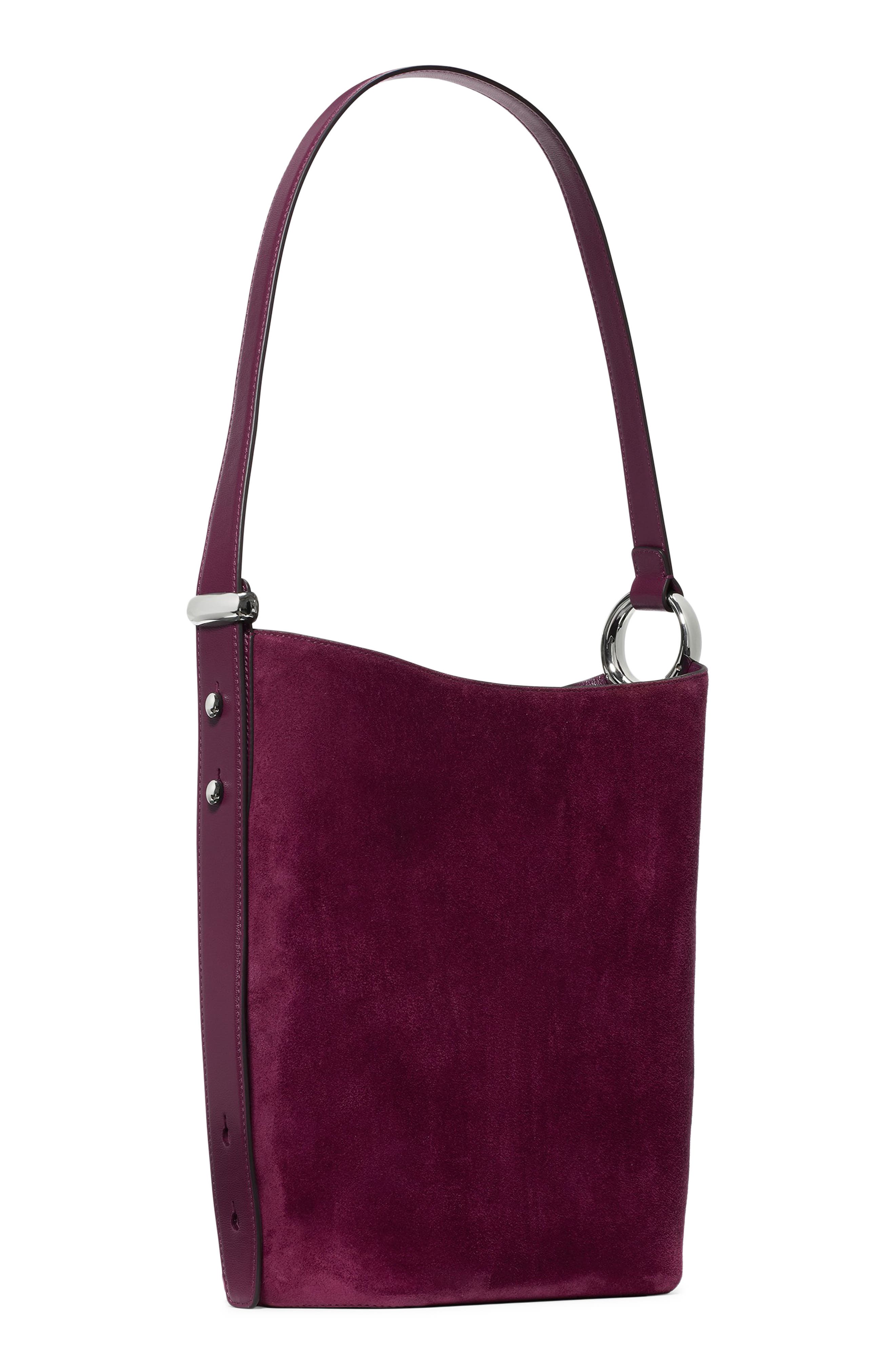 halo suede bucket bag, Alternate, color, PURPLE AGATE