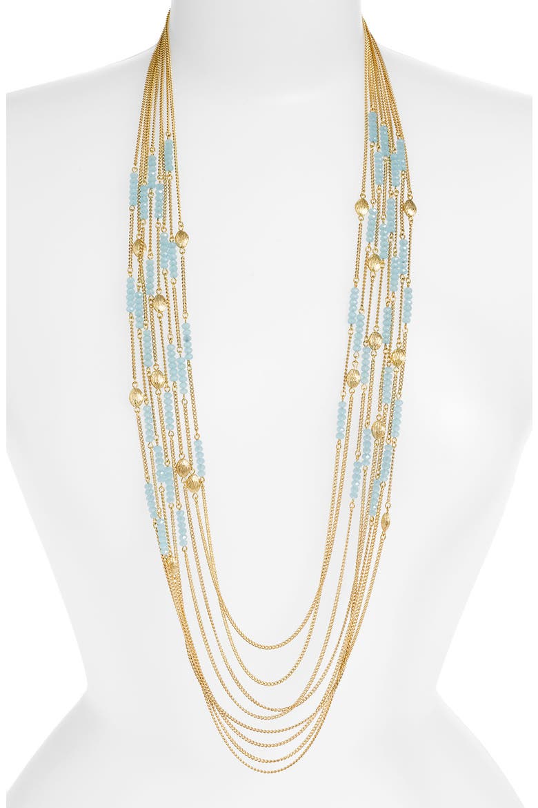 Multi Row Bead Necklace, Main, color, AQUA OPAL