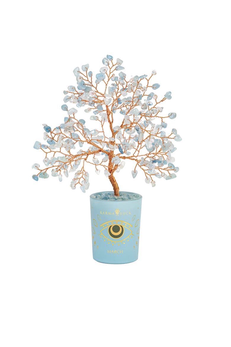 Aquamarine Feng Shui Crystal Tree March Birthstone Joyful Radiance, Main, color, Light Blue