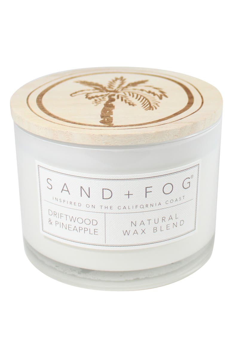 SAND AND FOG Wood Top Scented Candle, Main, color, Driftwood N Pineapple