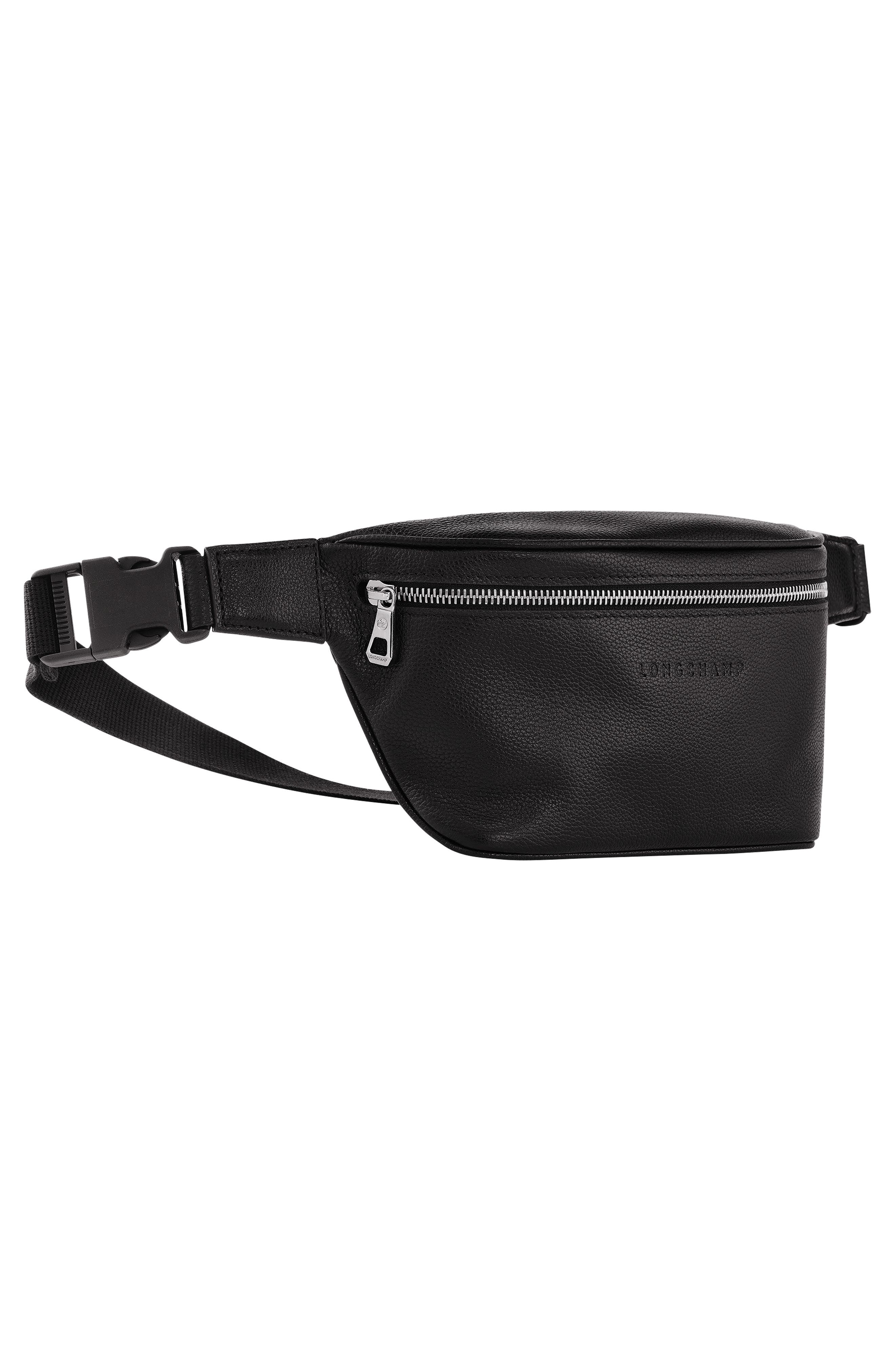Le Foulonné Leather Belt Bag, Alternate, color, BLACK
