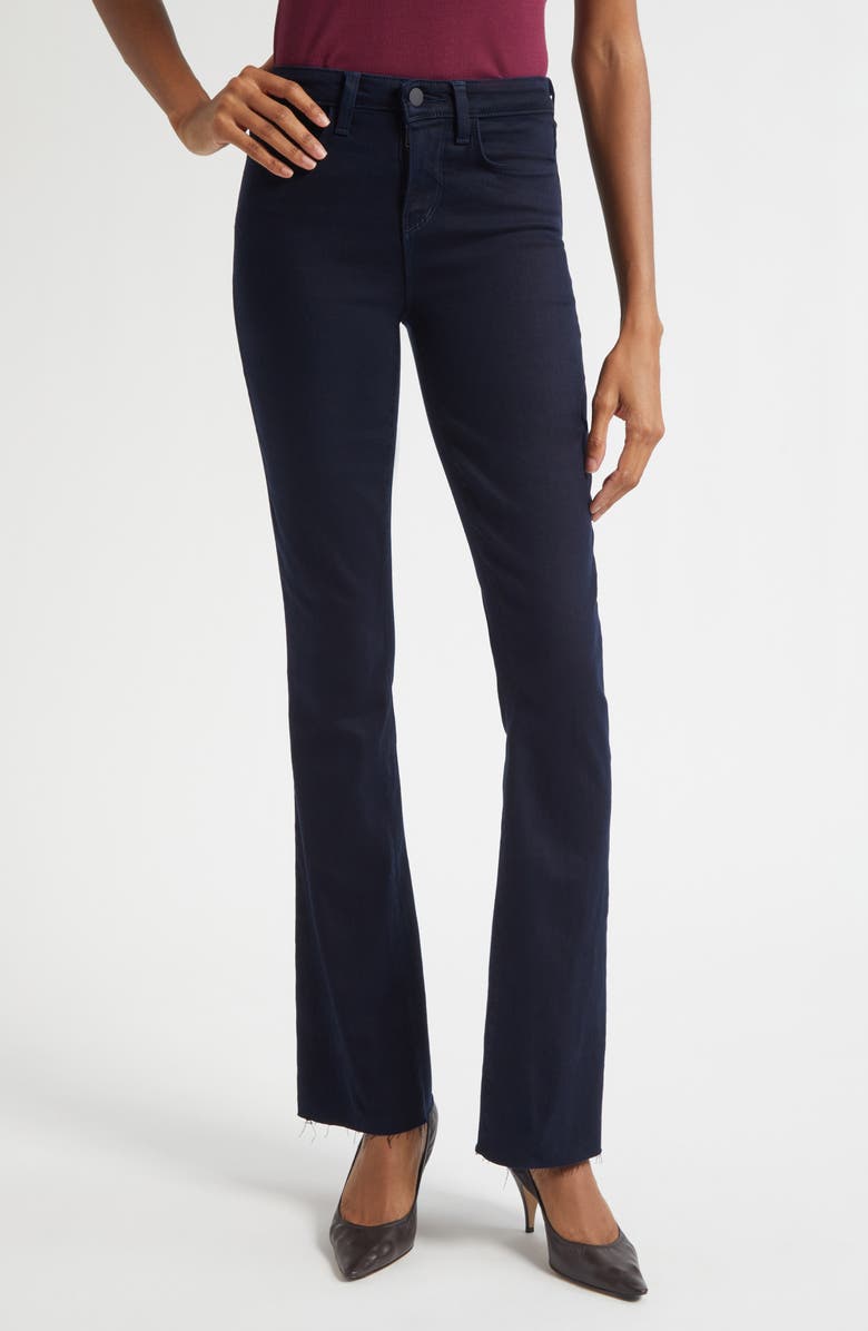 L'AGENCE Ruth High Waist Raw Hem Straight Leg Jeans, Main, color, Metro