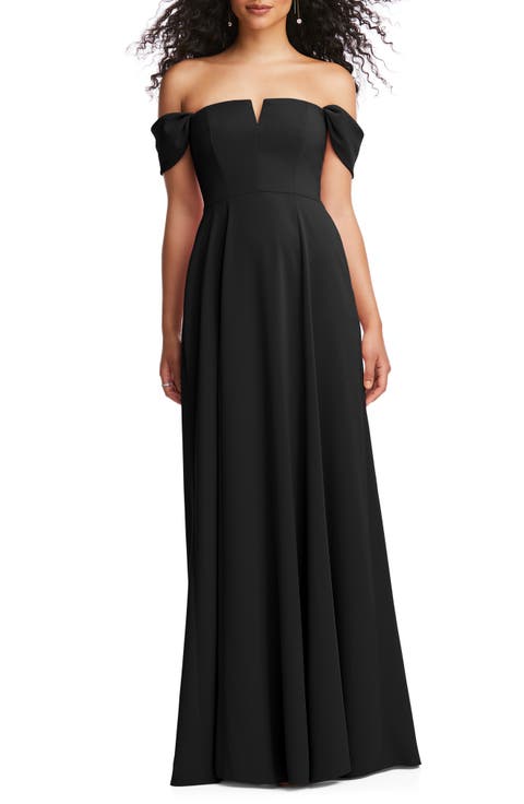 Off the Shoulder Crepe Gown