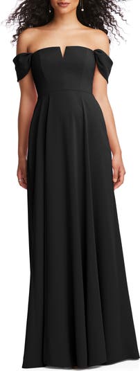 Dessy Collection Off The Shoulder Cross top Strap Gown