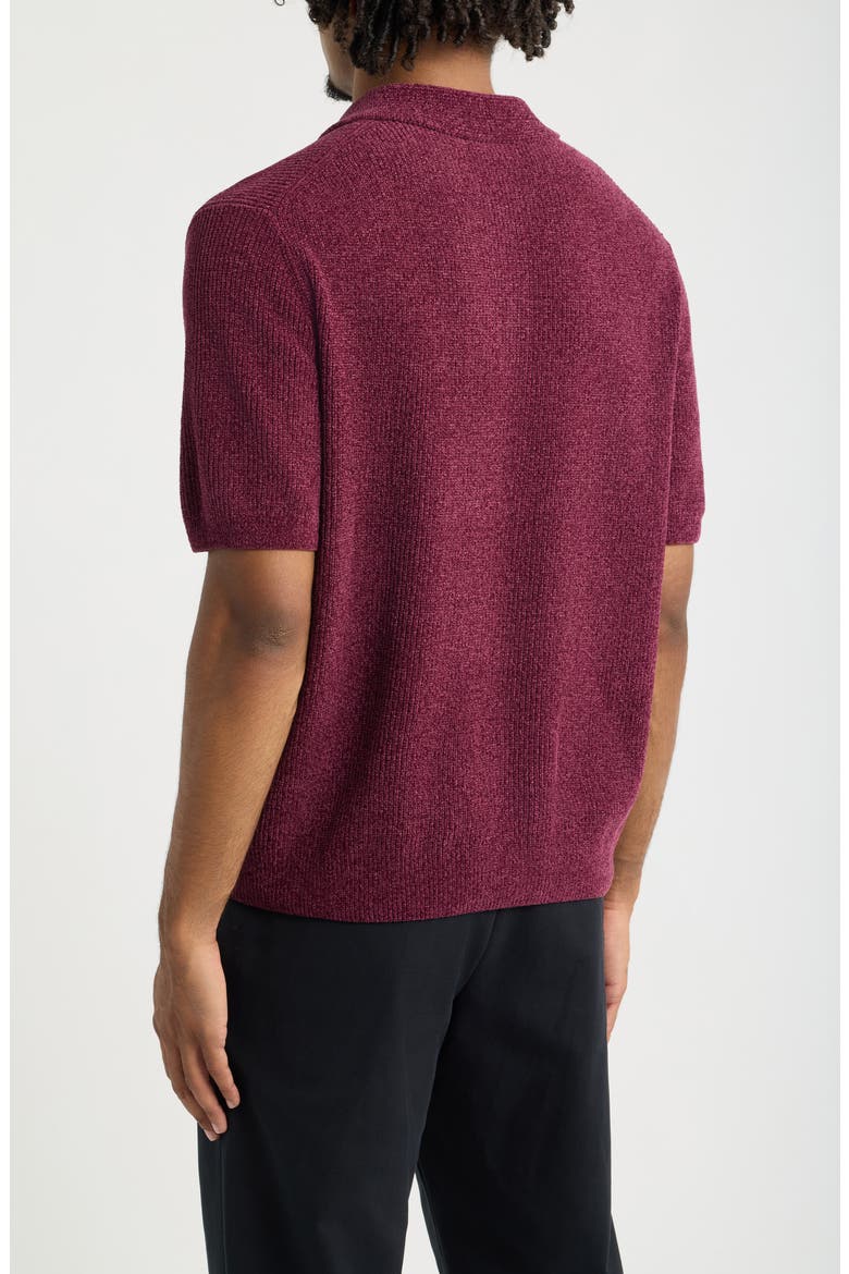 Ribbed Chenille Polo Sweater, Alternate, color, BURGUNDY FIG