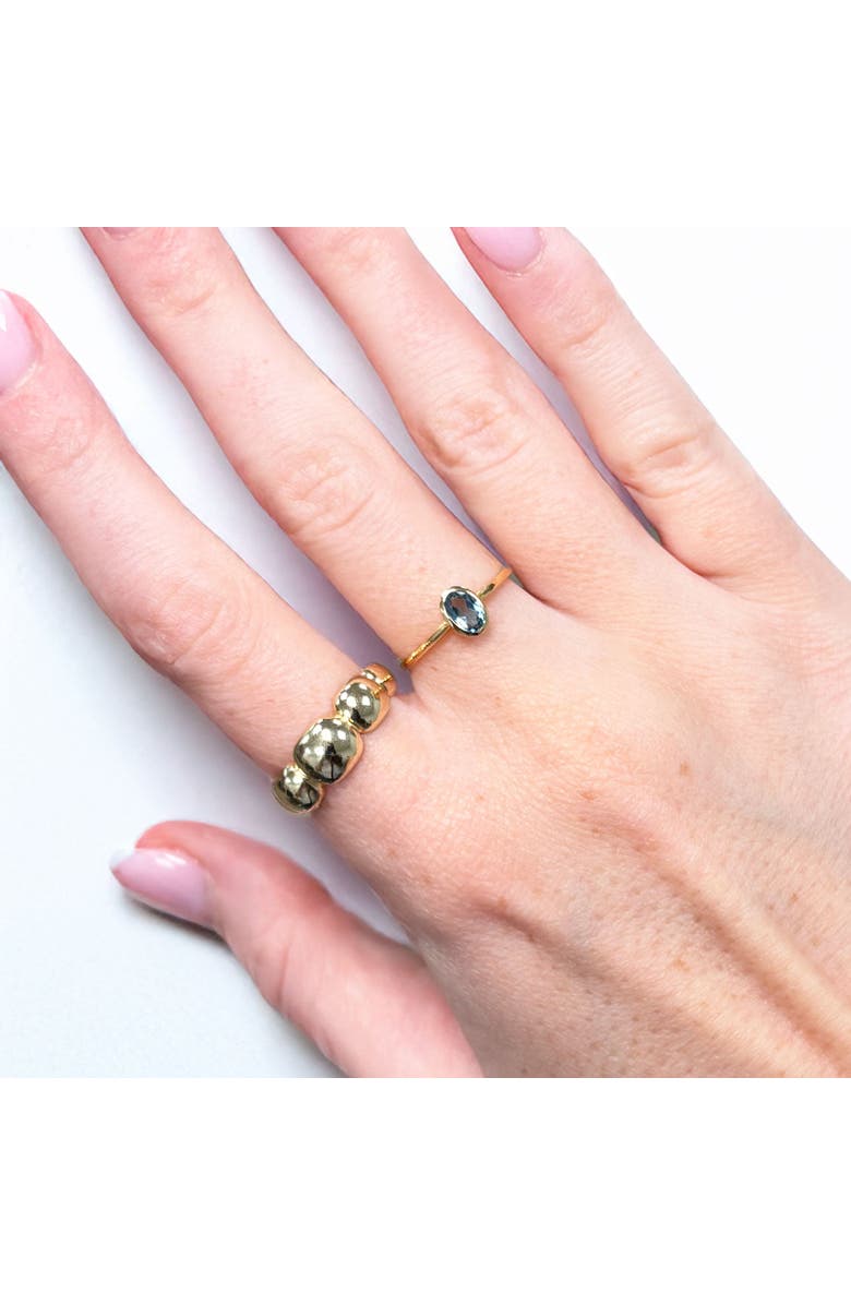 The Lovery Fine Jewelry Oval Blue Topaz Bezel Ring, Alternate, color, Blue Topaz