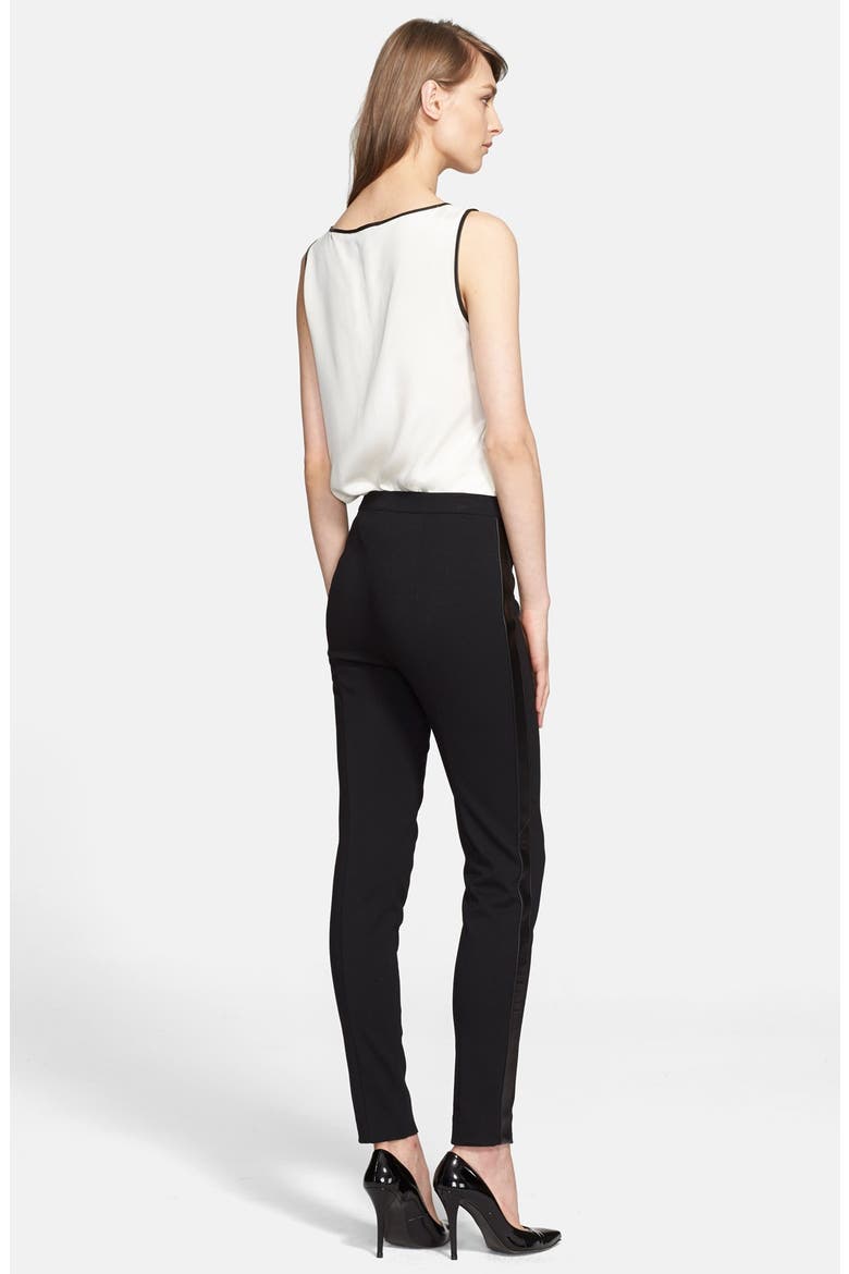 Leather Trim Ponte Knit Leggings (Nordstrom Exclusive), Main, color, CAVIAR MULTI