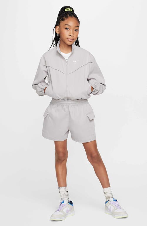 Nike Women's Sportswear Girls' Woven Cargo Shorts In College Grey/white