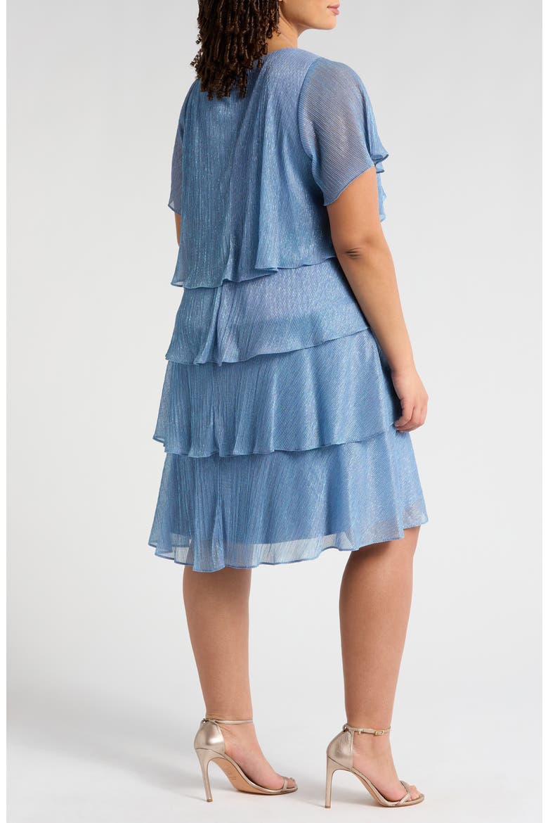Shimmer Bodre Tiered Ruffle Dress, Alternate, color, HYDRANGEA
