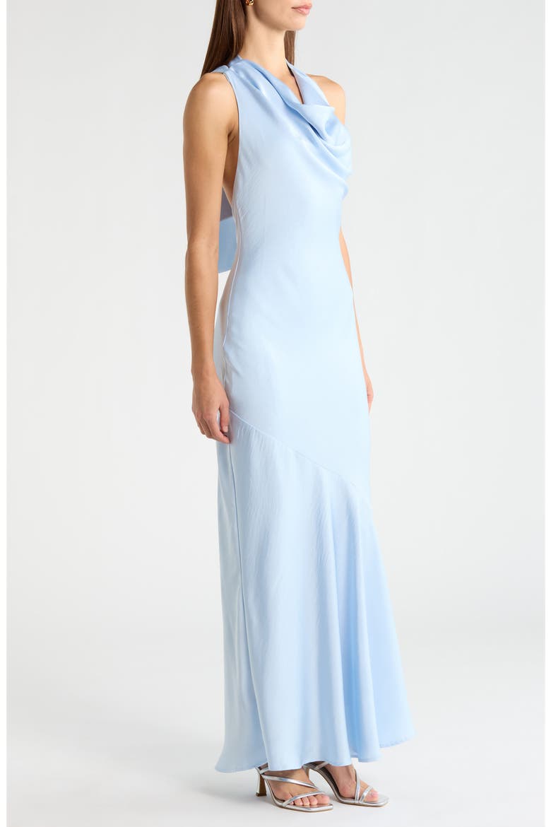 Varya Cowl Neck Satin Maxi Slipdress, Alternate, color, BABY BLUE