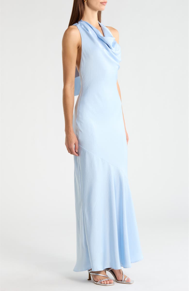 ASTR the Label Varya Cowl Neck Satin Maxi Slipdress, Alternate, color, Baby Blue