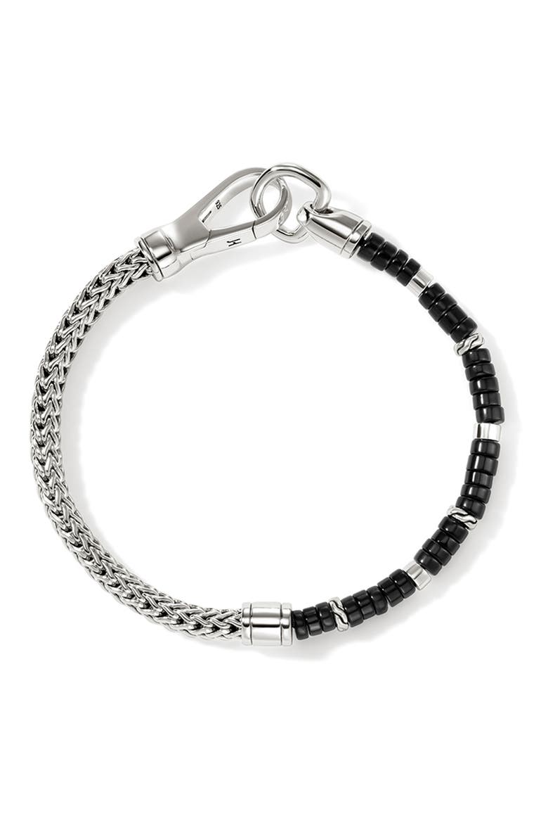 Heishi Chain Bracelet, Sterlings Silver, Turquoise, Alternate, color, TREATED BLACK ONYX