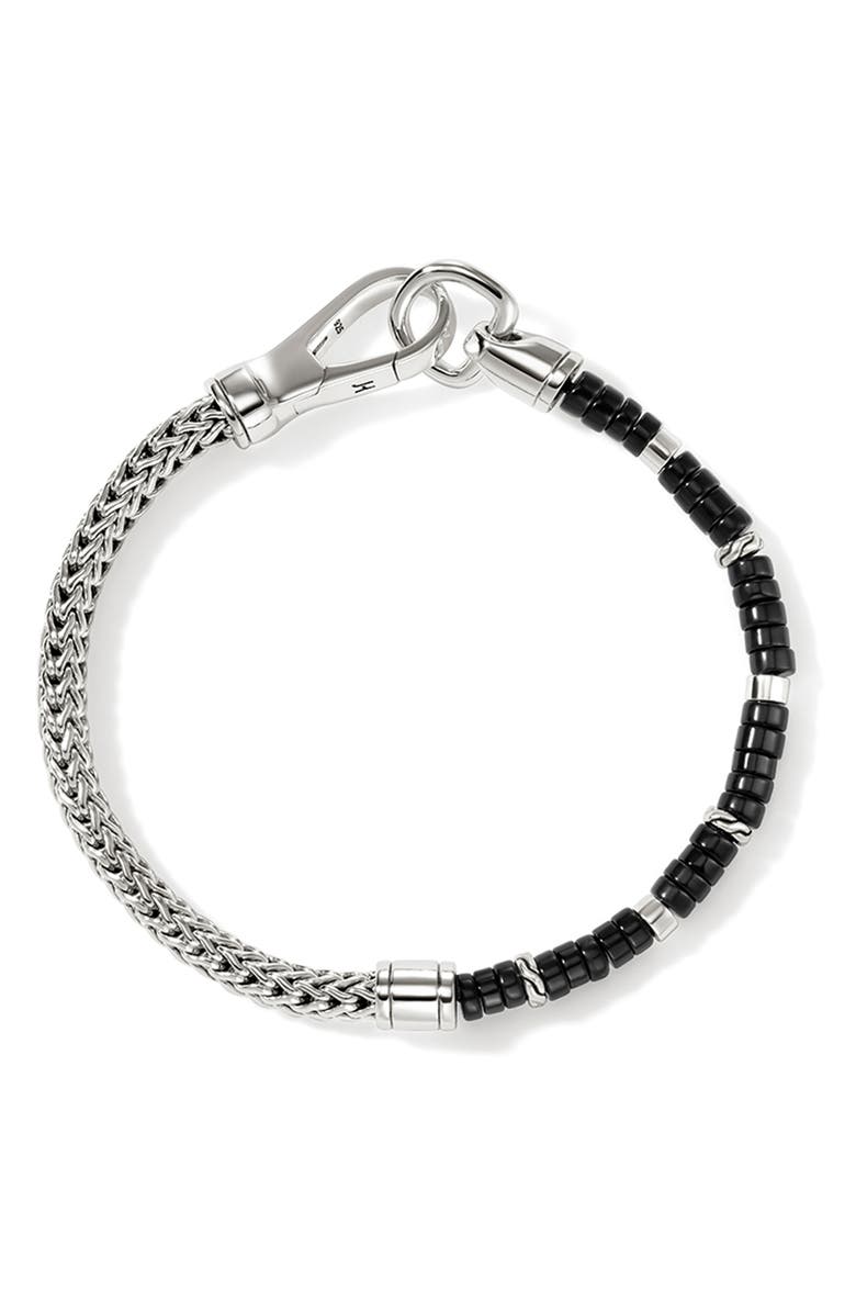John Hardy Heishi Chain Bracelet, Sterling Silver, Hardstones, Alternate, color, Treated Black Onyx