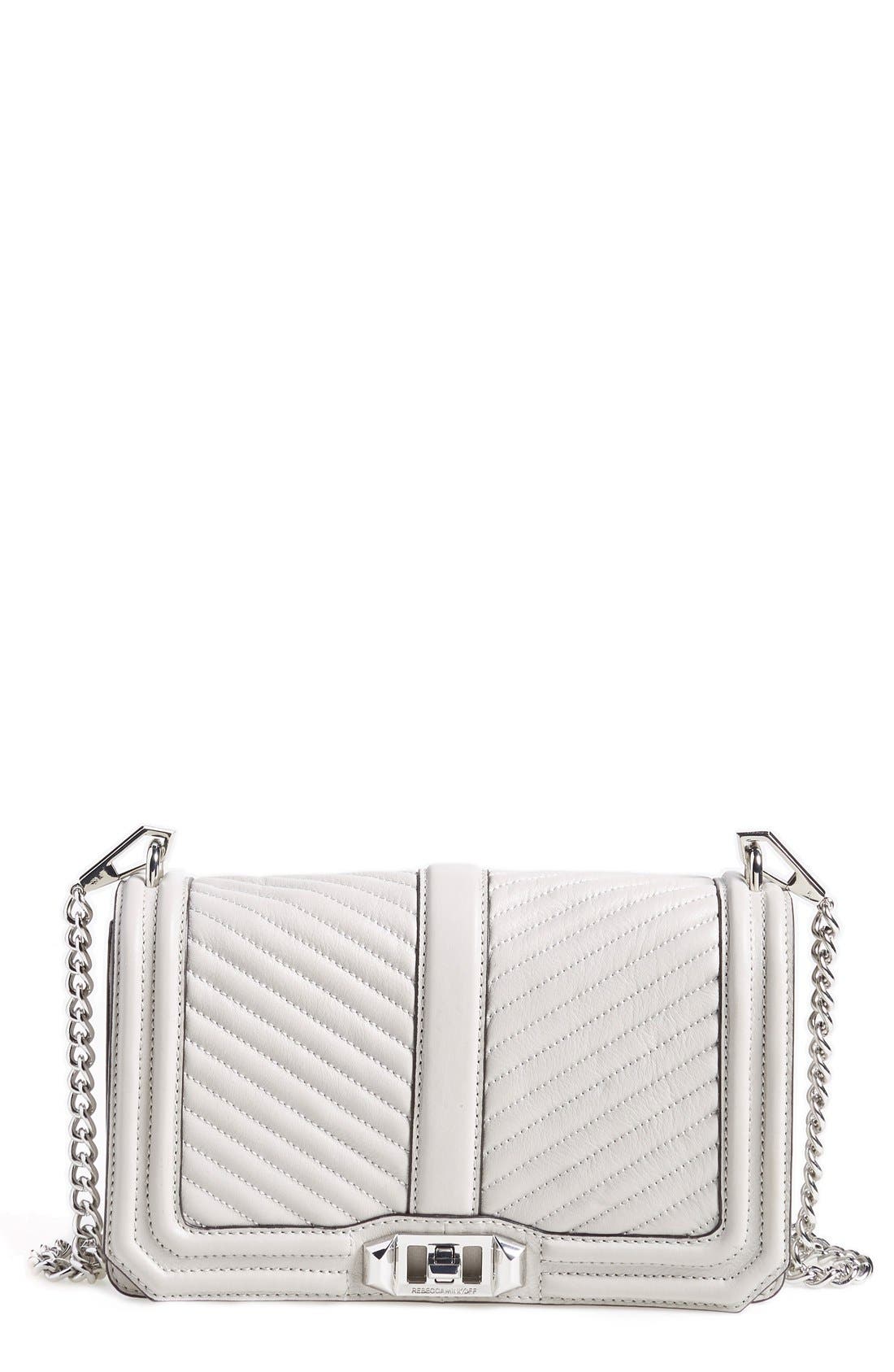 Love Chevron Quilted Crossbody Bag, Main, color, ASH