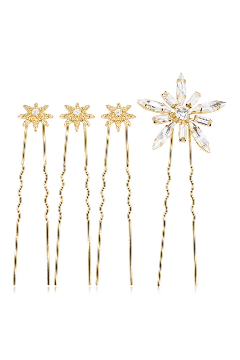 Iro Set of 4 Crystal Hair Pins, Alternate, color, GOLD