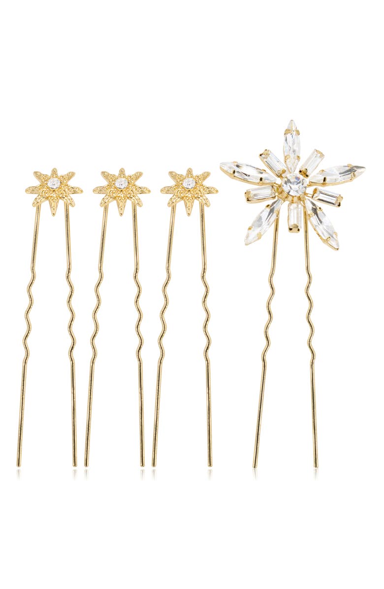 Brides & Hairpins Iro Set of 4 Crystal Hair Pins, Alternate, color, Gold