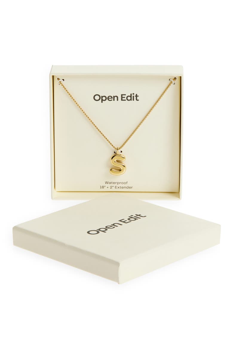 Waterproof Bubble Initial Pendant Necklace, Main, color, S- GOLD
