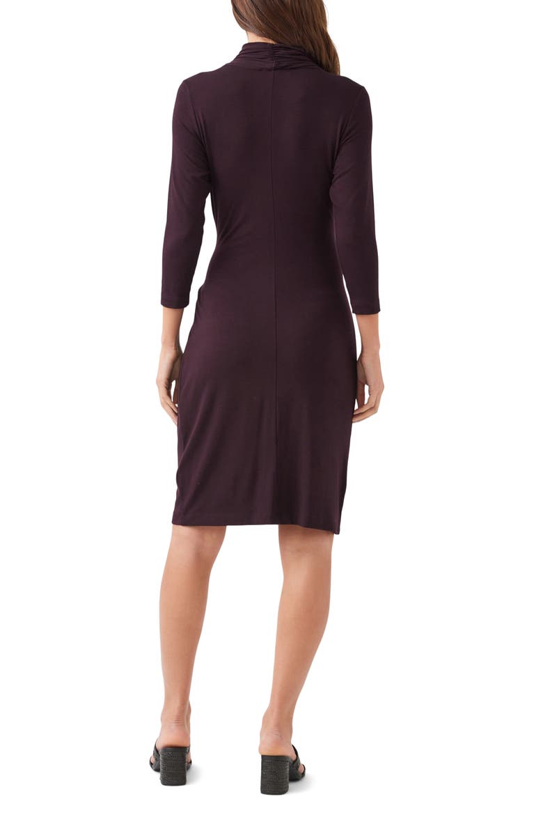 Cascade Faux Wrap Dress, Alternate, color, BORDEAUX