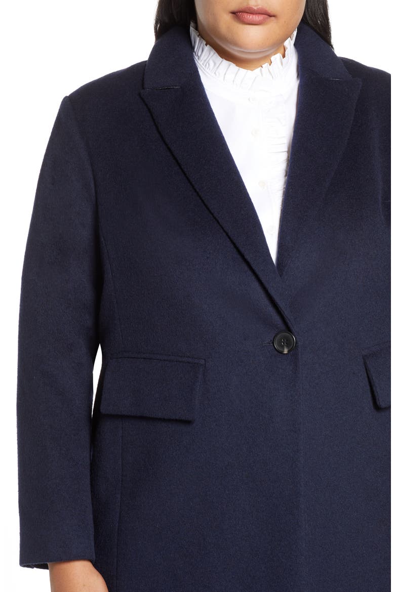 One-Button Plush Topper Coat, Alternate, color, BLUE NIGHT