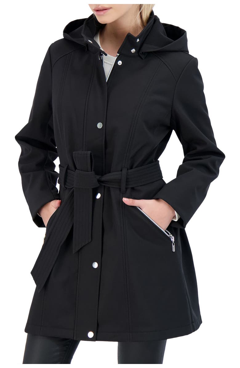 Sebby Collection Belted Zip Front Softshell Jacket, Alternate, color, 