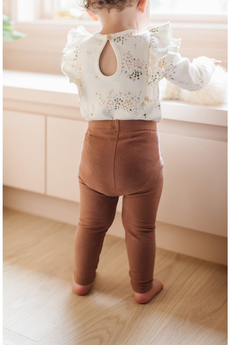 Ruffle Organic Cotton Bodysuit, Alternate, color, WHITE/ FLOWER PATCH