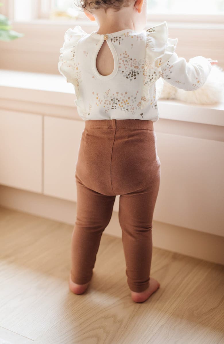 Pehr Ruffle Organic Cotton Bodysuit, Alternate, color, White/ Flower Patch