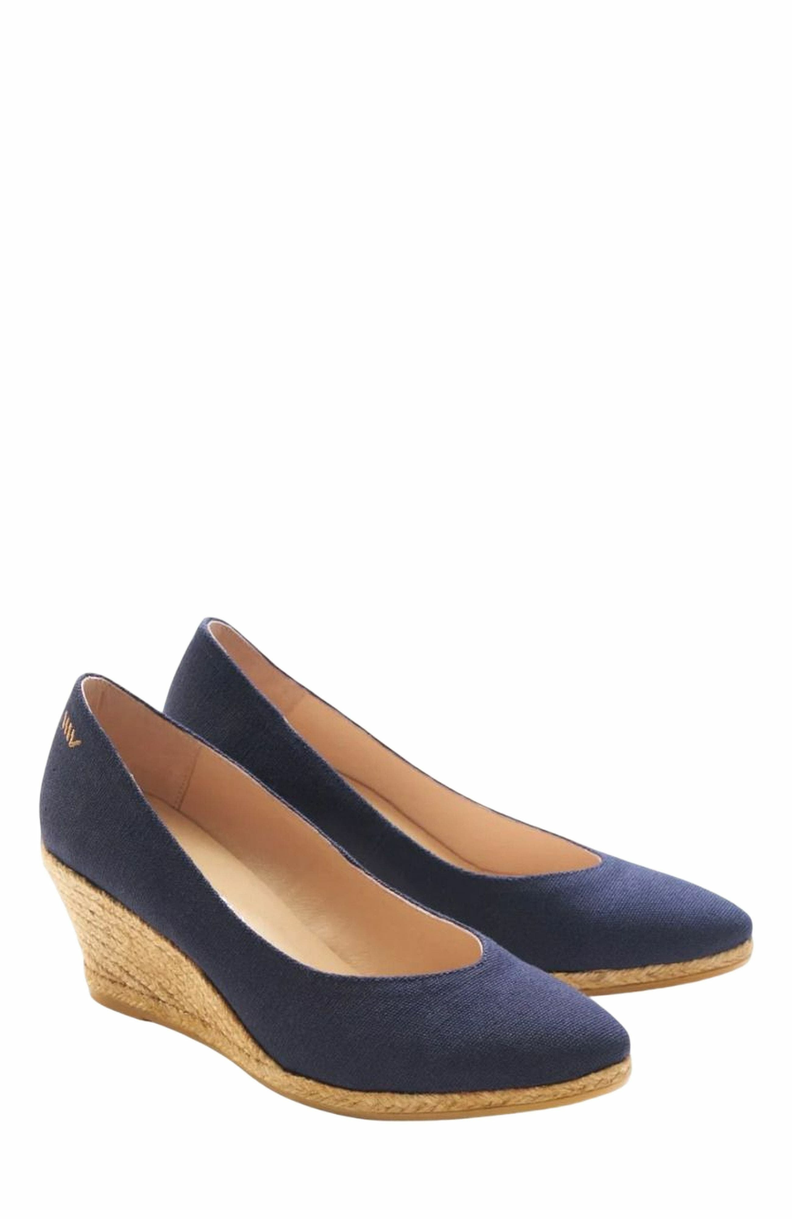 Roses Canvas V Cut Espadrille Wedges, Alternate, color, Navy Blue