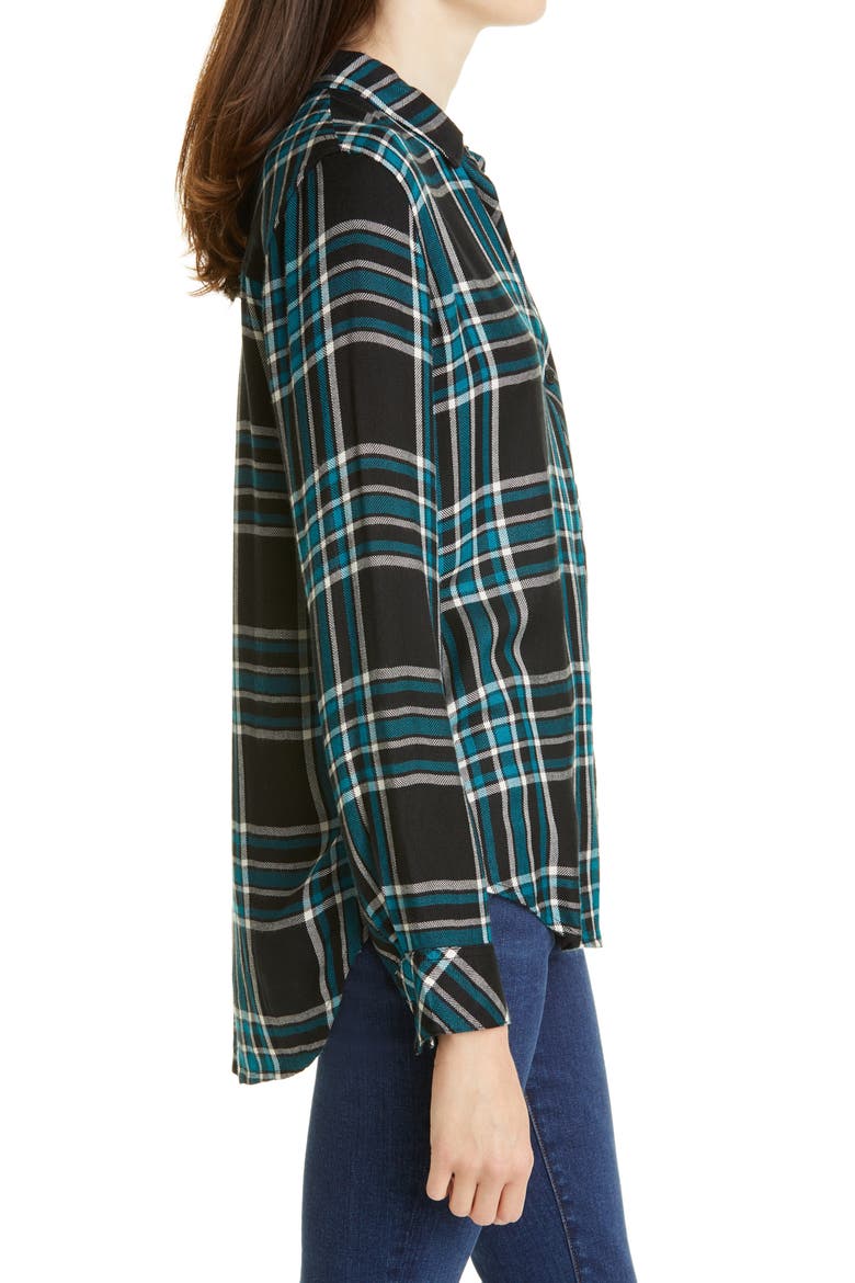 Hunter Plaid Button-Up Shirt, Alternate, color, MIDNIGHT CERULEAN BLUE