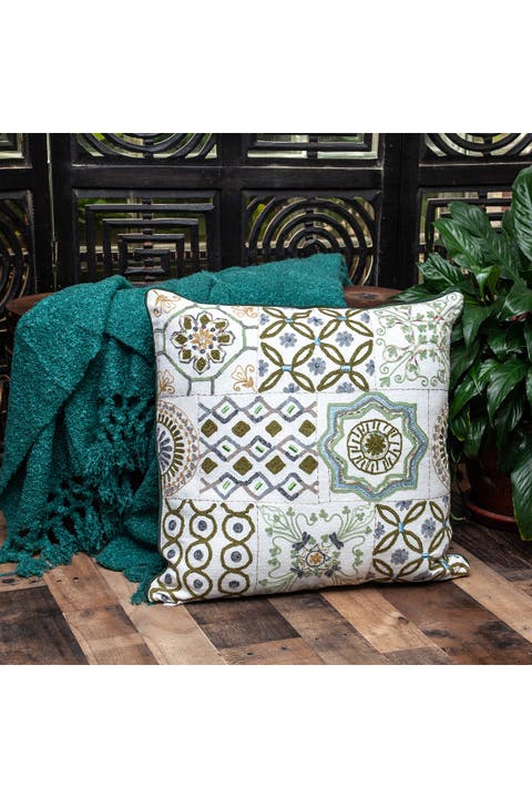 Ren Transitional Beige Throw Pillow
