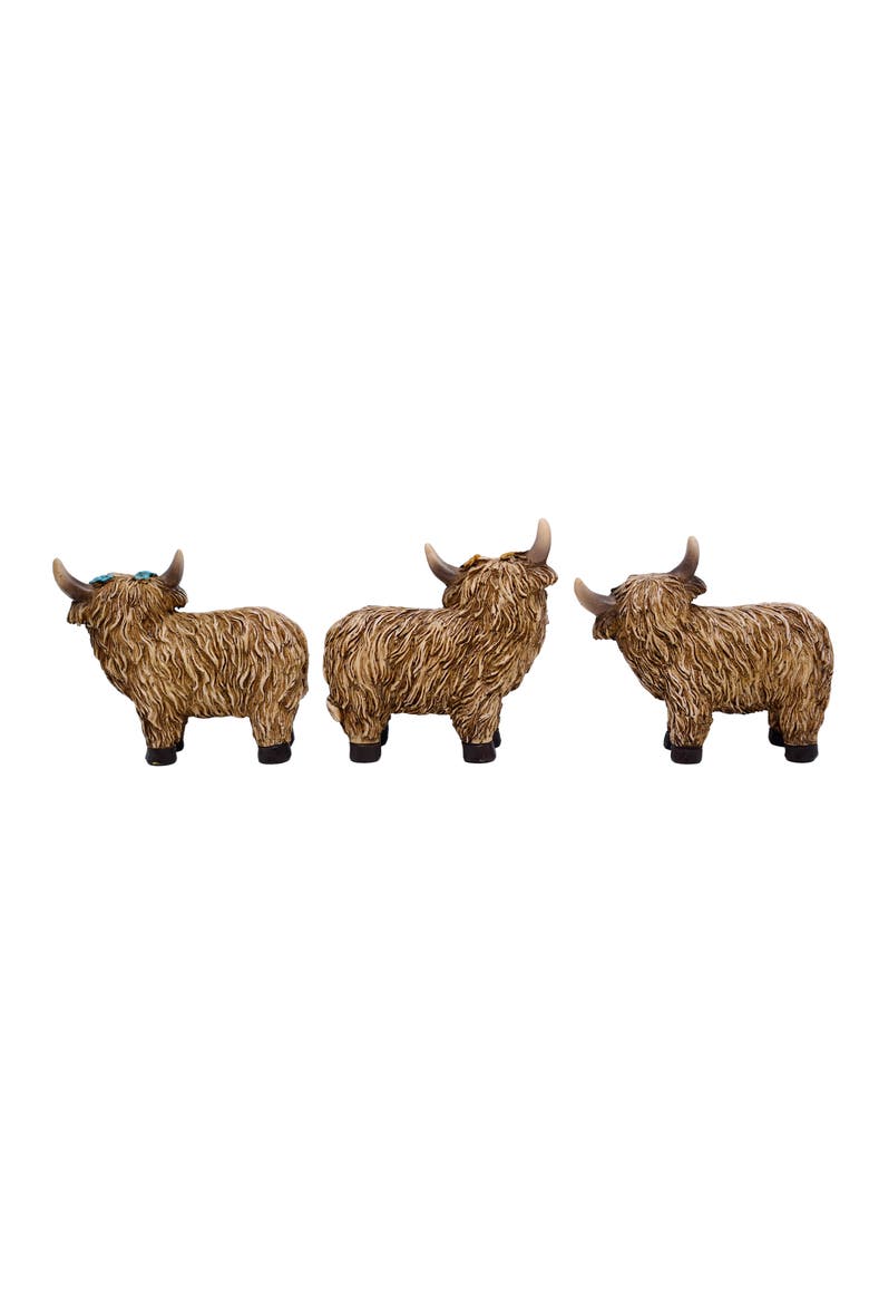 Resin Highland Cow Figurines Set of 12 Brown for Spring Home Decor, Alternate, color, Brown