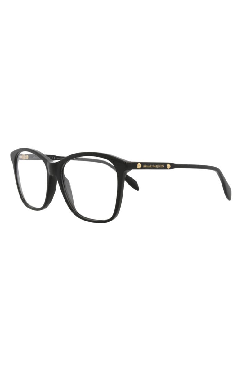 McQueen 54mm Square Optical Glasses, Alternate, color, Black Black Transparent