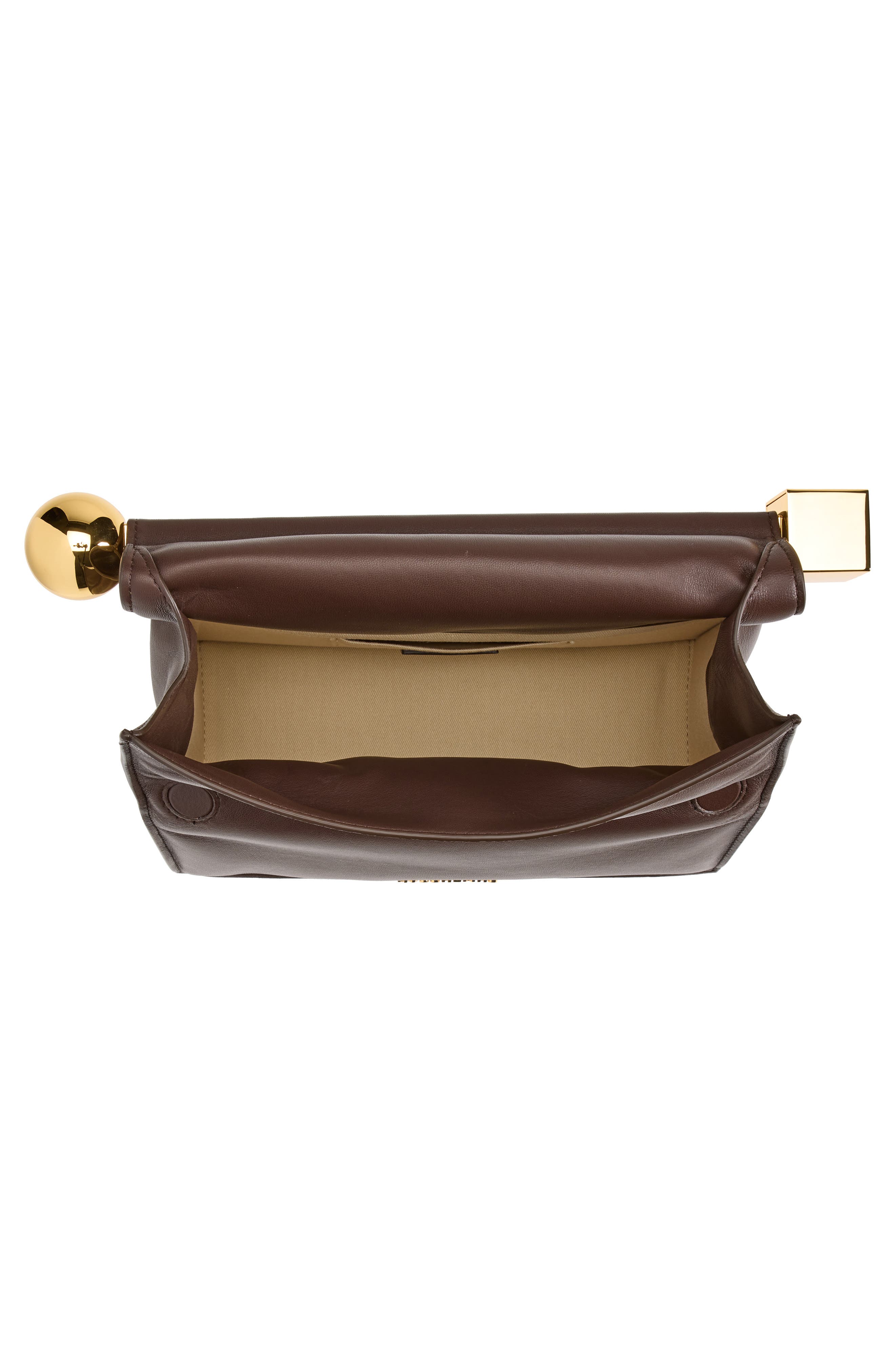 La Pochette Rond Carré Leather Clutch, Alternate, color, MIDNIGHT BROWN 890