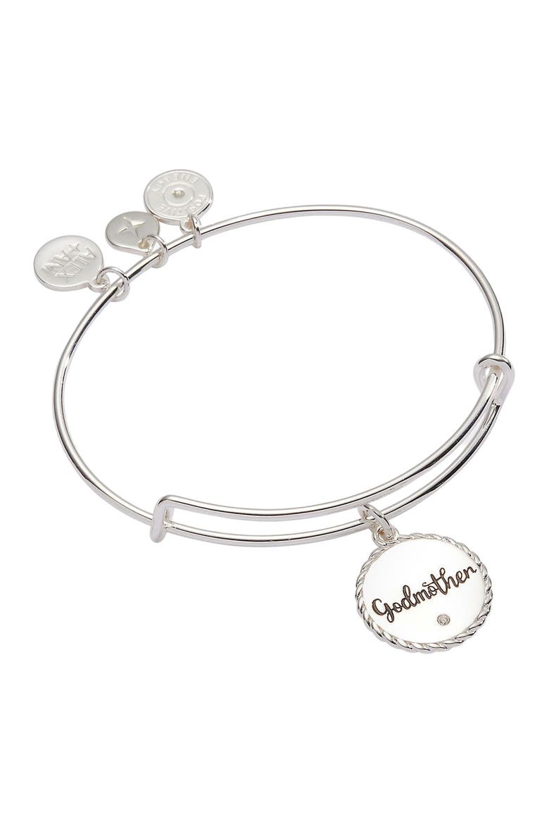 Godmother Charm Bangle Bracelet, Main, color, Silver