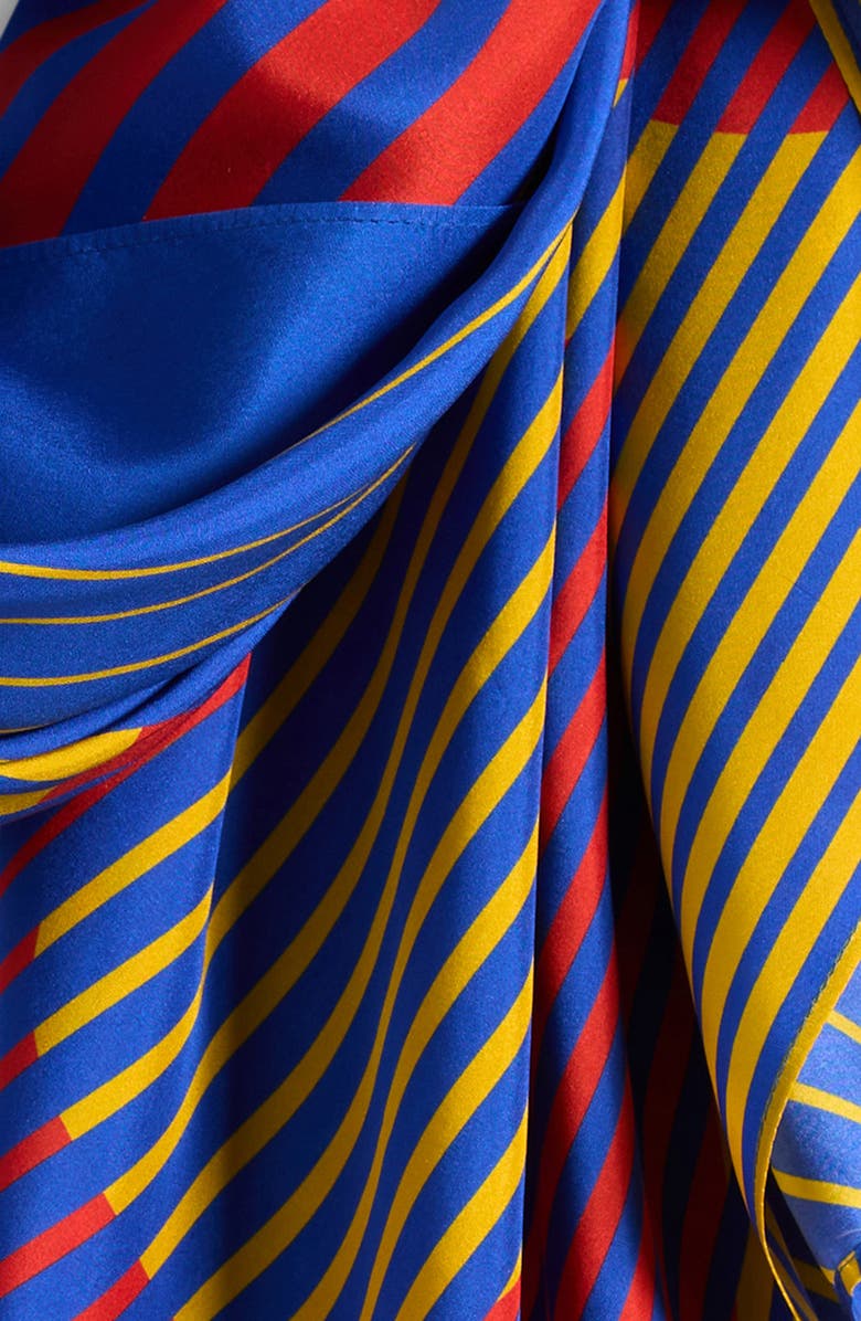 Lack of Color Color Print Long Scarf, Alternate, color, Silk Blue