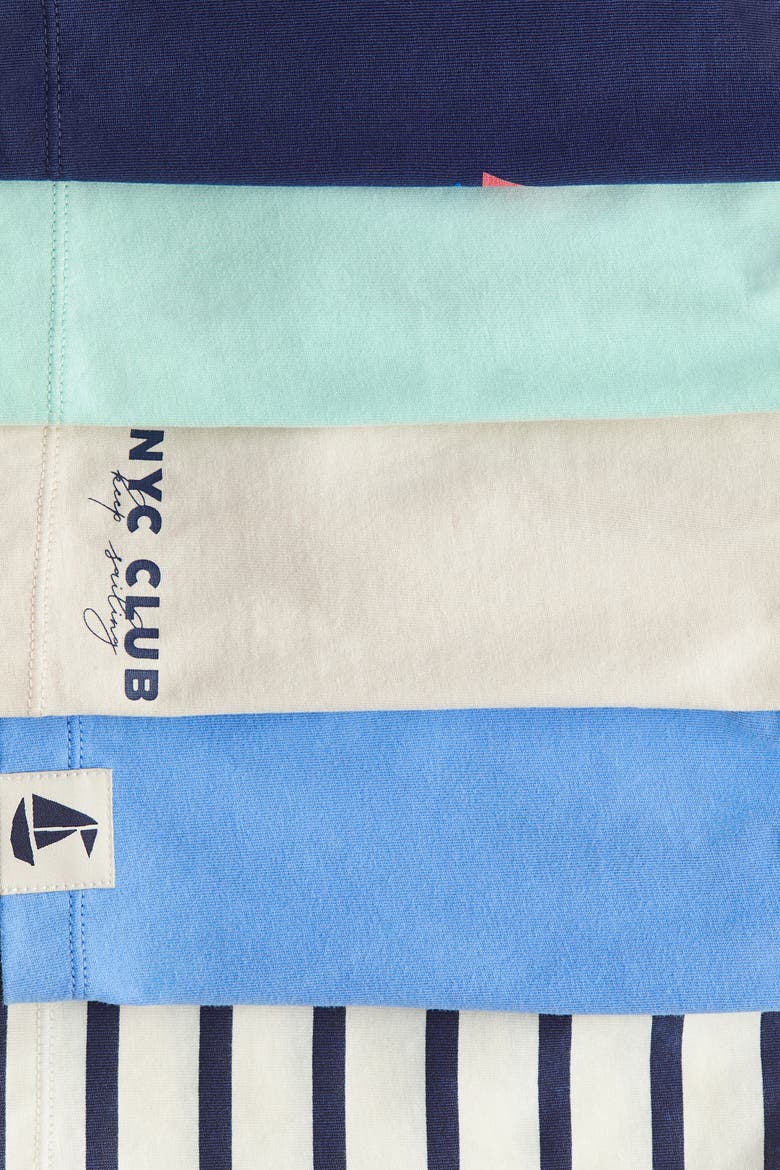 5-pack Pull-on Shorts, Alternate, color, Dark blue/sailboats