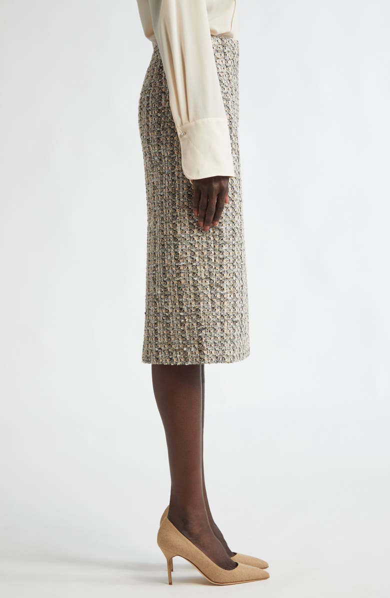 ST. JOHN Metallic Collage Tweed Pencil Skirt, Alternate, color, 