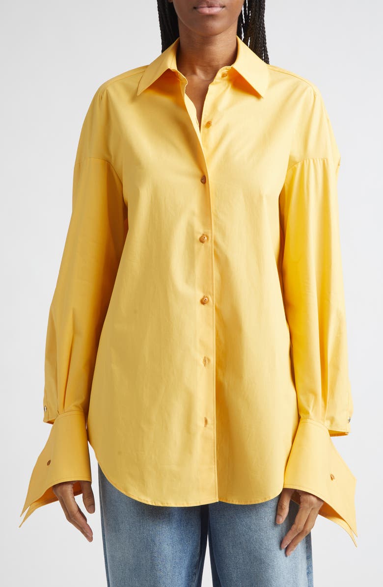 OSSOU Wren Cotton Poplin Button-Up Shirt, Main, color, Sole