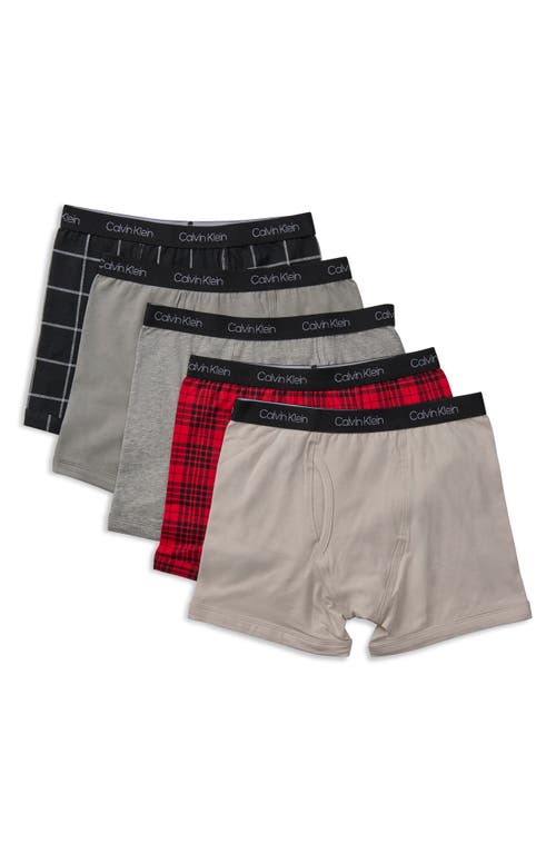 Calvin Klein Kids' Assorted 5-Pack Boxer Briefs in Plaid 