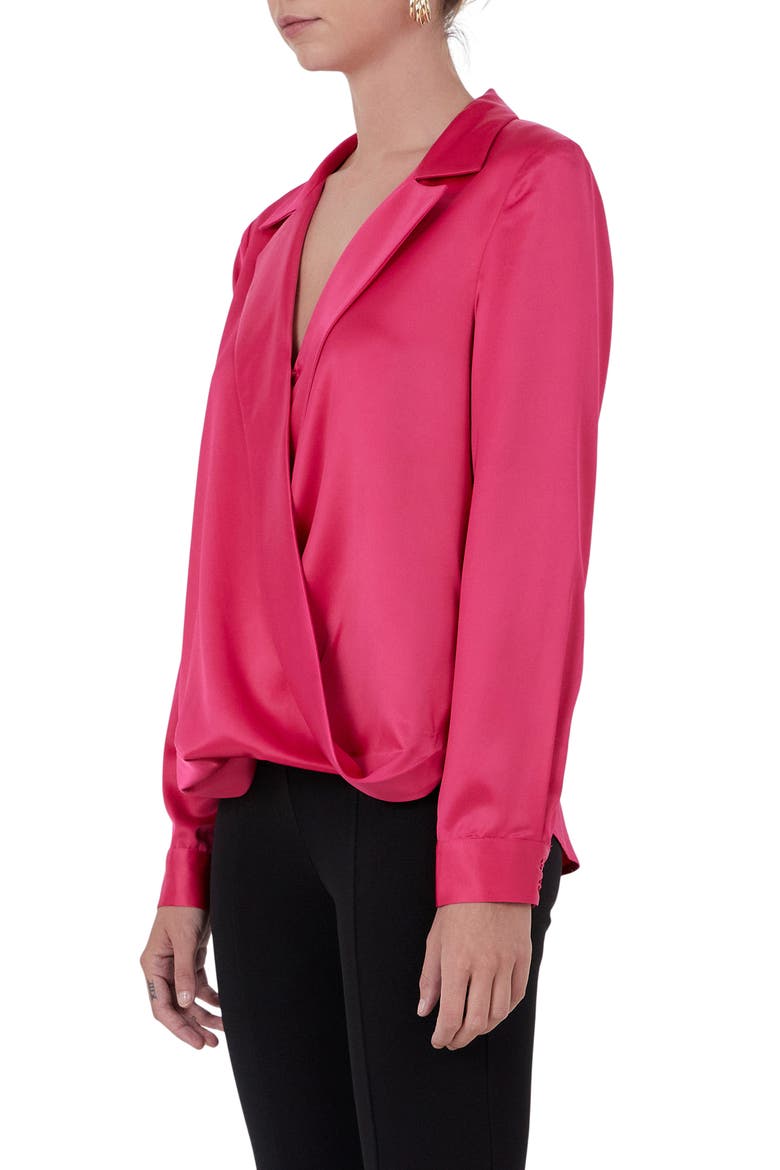 Satin Wrap Shirt, Alternate, color, MAGENTA