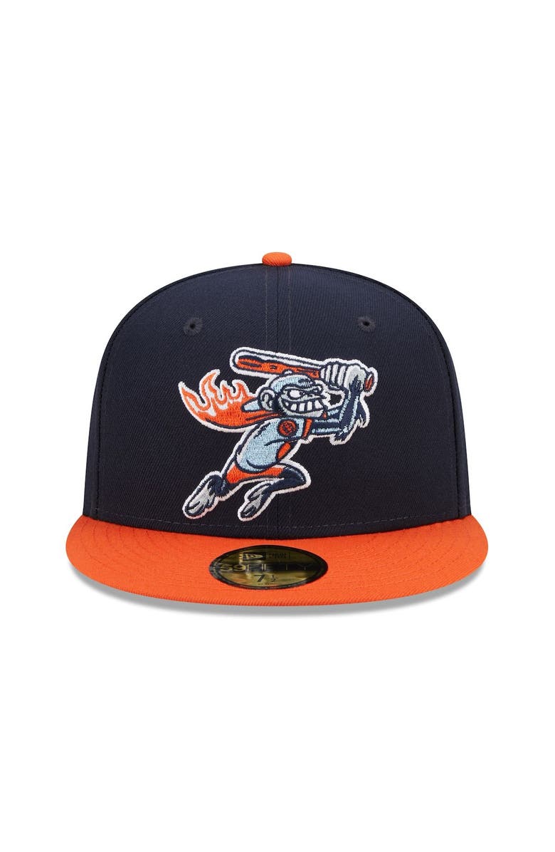 New Era Men's New Era Navy/Orange Bowling Green Hot Rods Marvel x Minor League 59FIFTY Fitted Hat, Alternate, color,