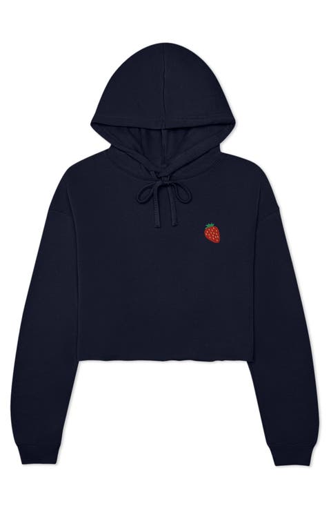 Strawberry Cropped Fleece Hoodie